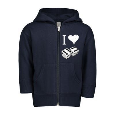 I Heart Dice Rolling Playing Betting Gambling Love Toddler Zip Fleece Hoodie