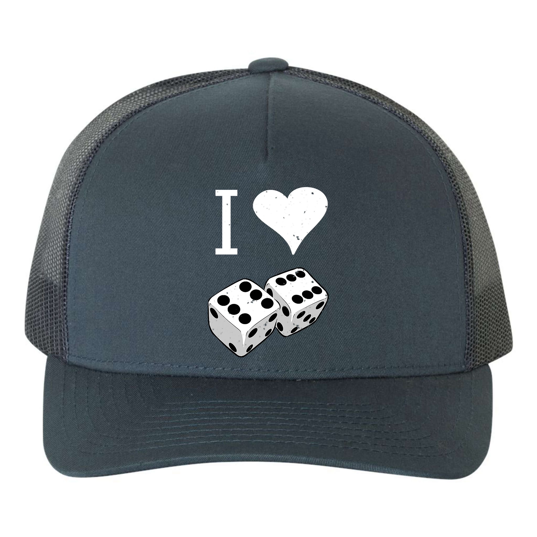 I Heart Dice Rolling Playing Betting Gambling Love Yupoong Adult 5-Panel Trucker Hat