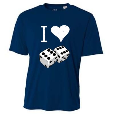 I Heart Dice Rolling Playing Betting Gambling Love Cooling Performance Crew T-Shirt