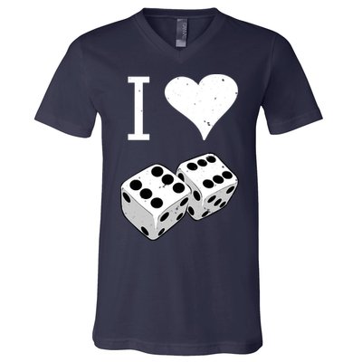 I Heart Dice Rolling Playing Betting Gambling Love V-Neck T-Shirt