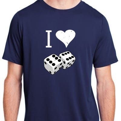 I Heart Dice Rolling Playing Betting Gambling Love Adult ChromaSoft Performance T-Shirt