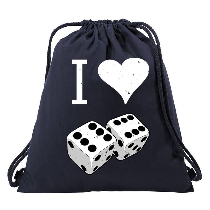 I Heart Dice Rolling Playing Betting Gambling Love Drawstring Bag