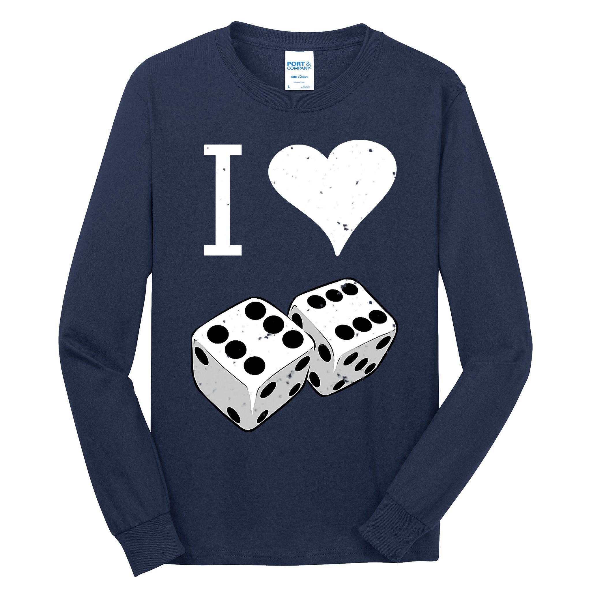 I Heart Dice Rolling Playing Betting Gambling Love Tall Long Sleeve T-Shirt