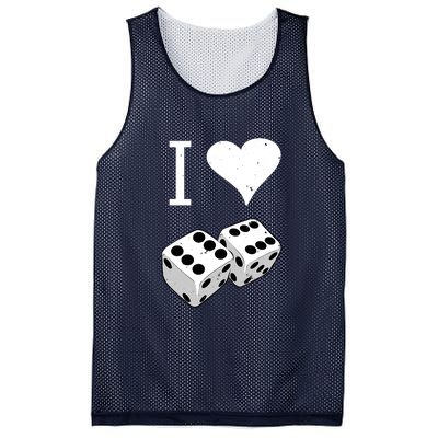 I Heart Dice Rolling Playing Betting Gambling Love Mesh Reversible Basketball Jersey Tank