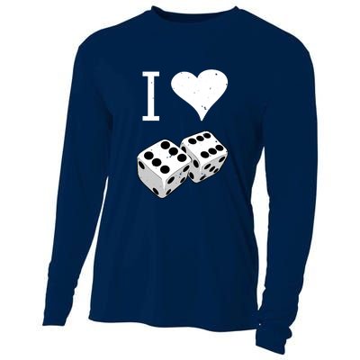 I Heart Dice Rolling Playing Betting Gambling Love Cooling Performance Long Sleeve Crew