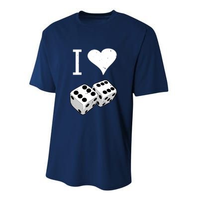 I Heart Dice Rolling Playing Betting Gambling Love Performance Sprint T-Shirt