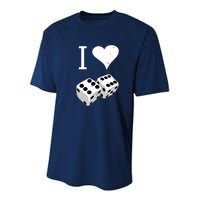 I Heart Dice Rolling Playing Betting Gambling Love Youth Performance Sprint T-Shirt