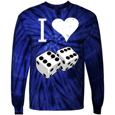 I Heart Dice Rolling Playing Betting Gambling Love Tie-Dye Long Sleeve Shirt