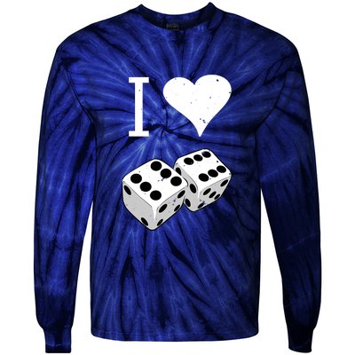 I Heart Dice Rolling Playing Betting Gambling Love Tie-Dye Long Sleeve Shirt