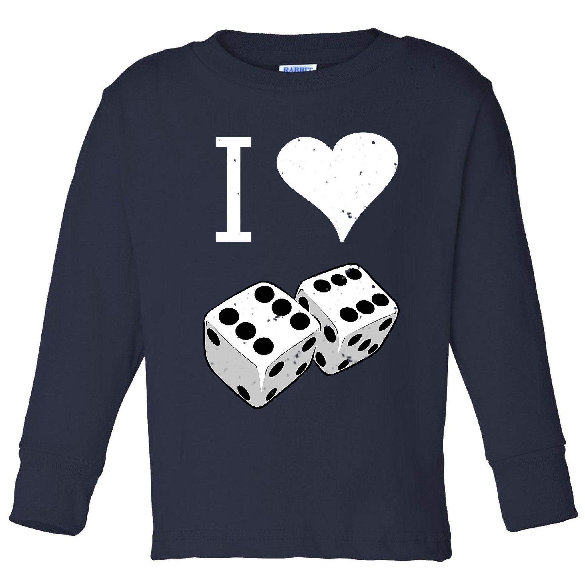 I Heart Dice Rolling Playing Betting Gambling Love Toddler Long Sleeve Shirt