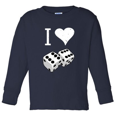 I Heart Dice Rolling Playing Betting Gambling Love Toddler Long Sleeve Shirt