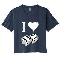 I Heart Dice Rolling Playing Betting Gambling Love Women's Crop Top Tee