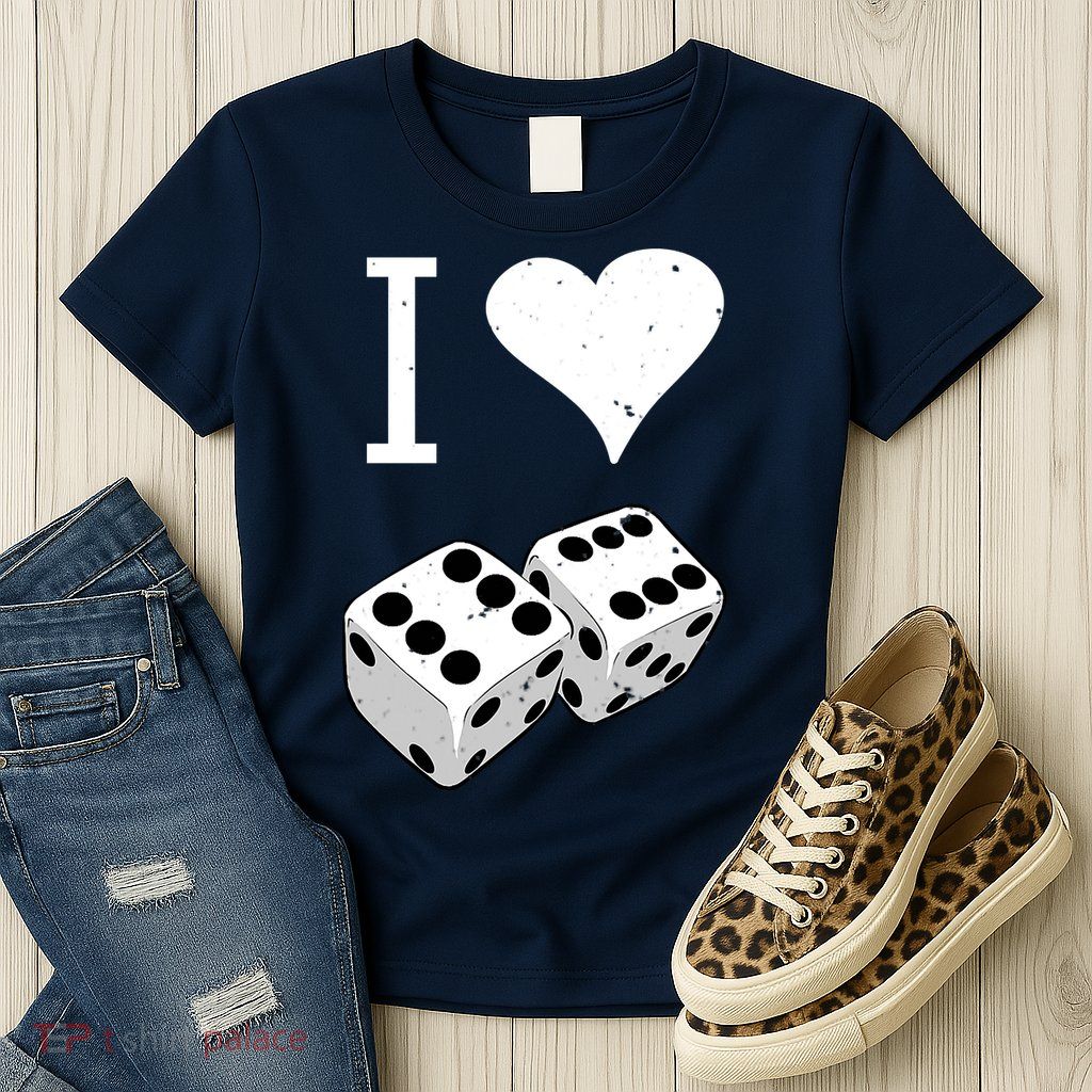 I Heart Dice Rolling Playing Betting Gambling Love Womens T-Shirt
