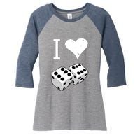 I Heart Dice Rolling Playing Betting Gambling Love Women's Tri-Blend 3/4-Sleeve Raglan Shirt