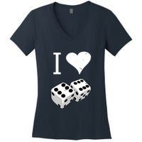 I Heart Dice Rolling Playing Betting Gambling Love Women's V-Neck T-Shirt