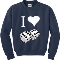 I Heart Dice Rolling Playing Betting Gambling Love Kids Sweatshirt