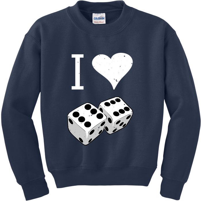 I Heart Dice Rolling Playing Betting Gambling Love Kids Sweatshirt