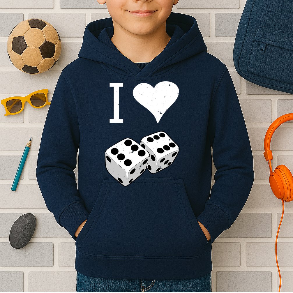 I Heart Dice Rolling Playing Betting Gambling Love Kids Hoodie