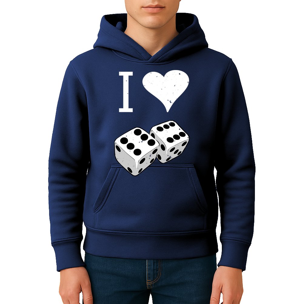 I Heart Dice Rolling Playing Betting Gambling Love Kids Hoodie