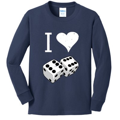 I Heart Dice Rolling Playing Betting Gambling Love Kids Long Sleeve Shirt