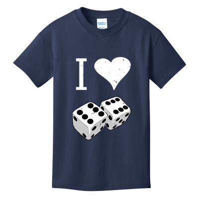 I Heart Dice Rolling Playing Betting Gambling Love Kids T-Shirt