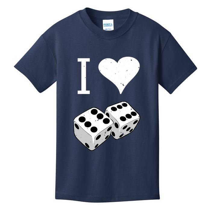 I Heart Dice Rolling Playing Betting Gambling Love Kids T-Shirt