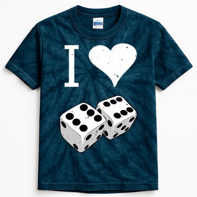 I Heart Dice Rolling Playing Betting Gambling Love Kids Tie-Dye T-Shirt