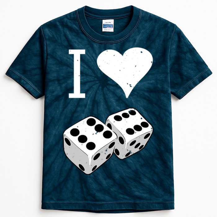 I Heart Dice Rolling Playing Betting Gambling Love Kids Tie-Dye T-Shirt