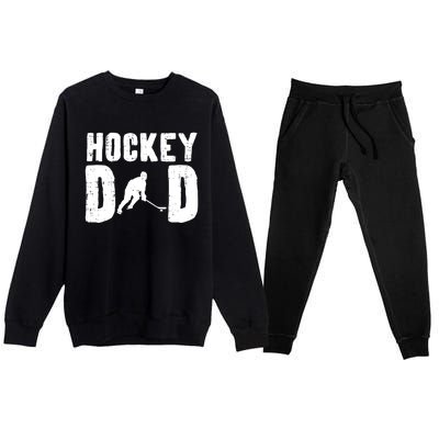 Ice Hockey Dad Cool Fathers Day Player Goalie Coach Papa Gift Premium Crewneck Sweatsuit Set