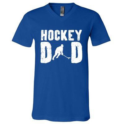 Ice Hockey Dad Cool Fathers Day Player Goalie Coach Papa Gift V-Neck T-Shirt