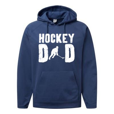 Ice Hockey Dad Cool Fathers Day Player Goalie Coach Papa Gift Performance Fleece Hoodie