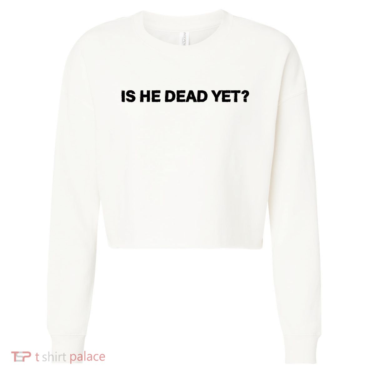 Is He Dead Yet Anti Trump Anti Republican Political Cropped Pullover Crew