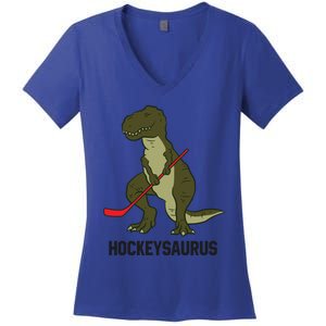 Ice Hockey Dinosaur Hockey Hockey Hockeysaurus Gift Women's V-Neck T-Shirt