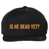 Is He Dead Yet Funny Sarcastic Humor Wool Snapback Cap