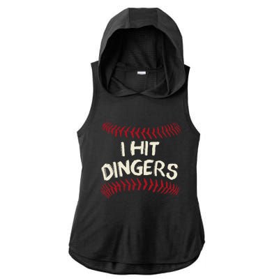 I Hit Dingers Baseball Softball Ladies PosiCharge Tri-Blend Wicking Draft Hoodie Tank