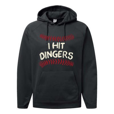 I Hit Dingers Baseball Softball Performance Fleece Hoodie