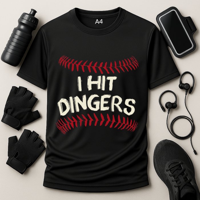 I Hit Dingers Baseball Softball Cooling Performance Crew T-Shirt