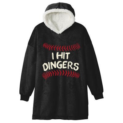 I Hit Dingers Baseball Softball Hooded Wearable Blanket