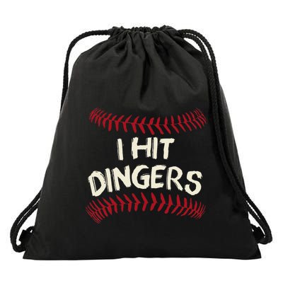 I Hit Dingers Baseball Softball Drawstring Bag