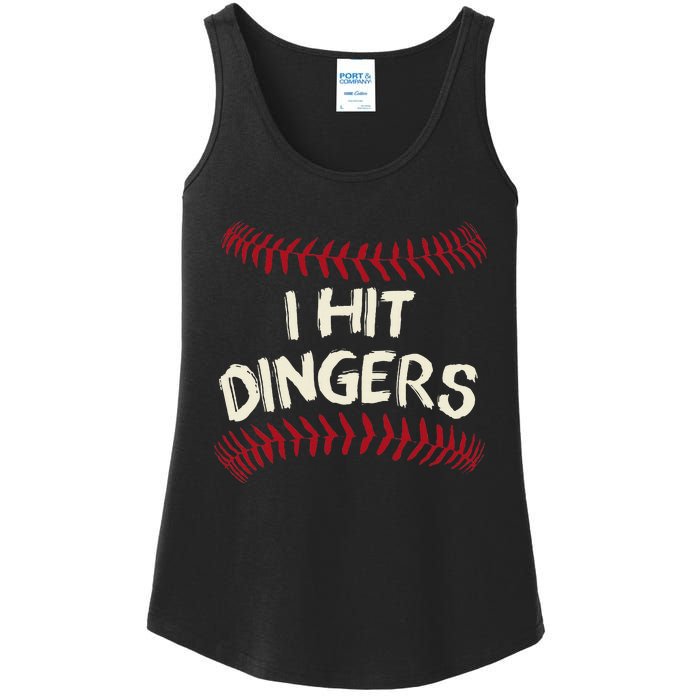 I Hit Dingers Baseball Softball Ladies Essential Tank