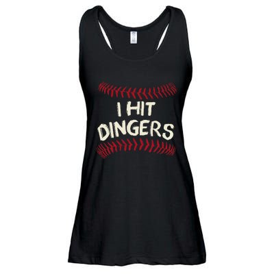 I Hit Dingers Baseball Softball Ladies Essential Flowy Tank