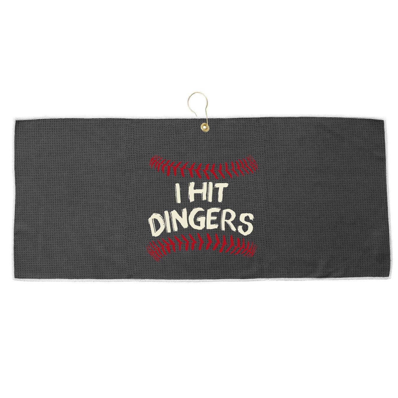 I Hit Dingers Baseball Softball Large Microfiber Waffle Golf Towel