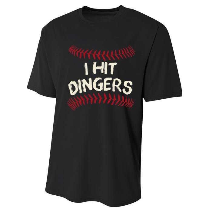 I Hit Dingers Baseball Softball Performance Sprint T-Shirt