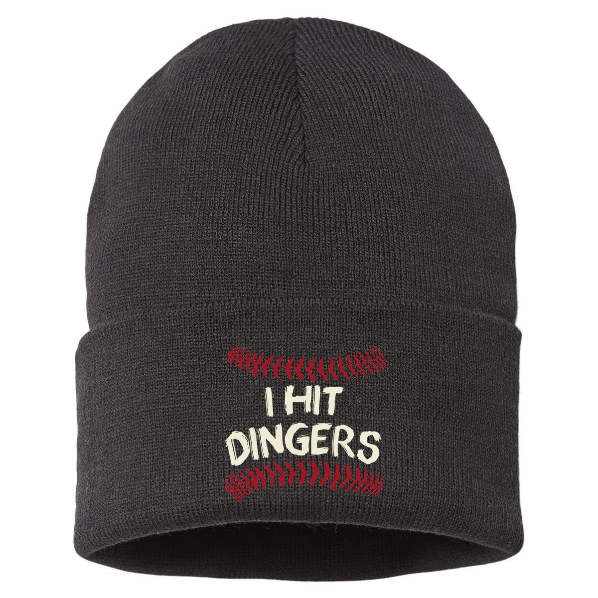 I Hit Dingers Baseball Softball Sustainable Knit Beanie