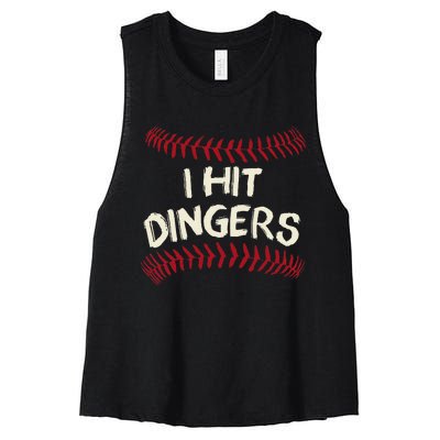 I Hit Dingers Baseball Softball Women's Racerback Cropped Tank