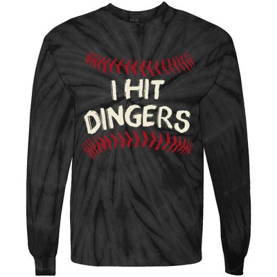 I Hit Dingers Baseball Softball Tie-Dye Long Sleeve Shirt