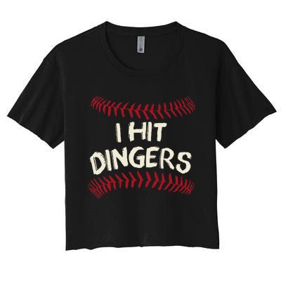 I Hit Dingers Baseball Softball Women's Crop Top Tee