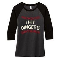 I Hit Dingers Baseball Softball Women's Tri-Blend 3/4-Sleeve Raglan Shirt