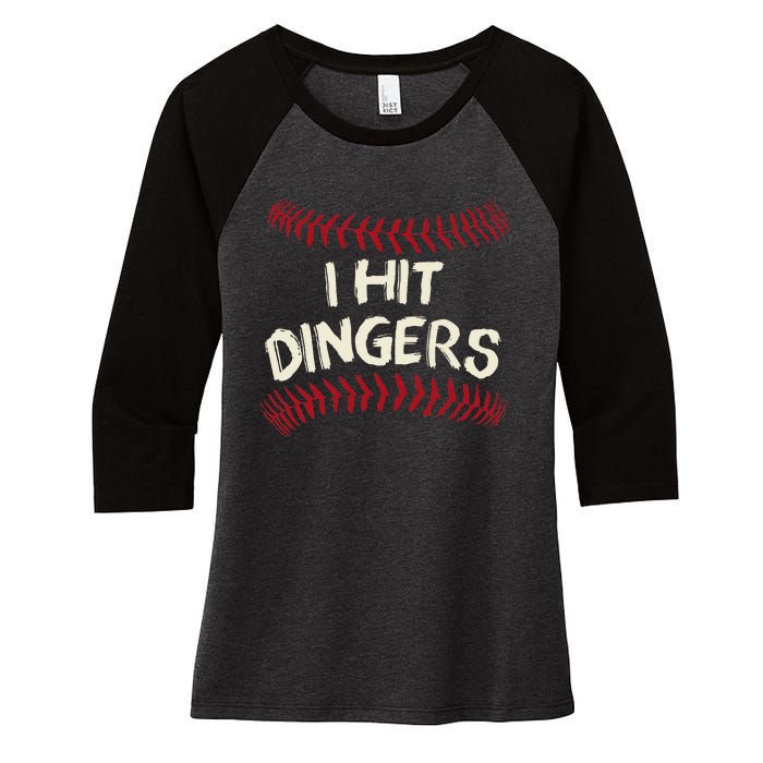 I Hit Dingers Baseball Softball Women's Tri-Blend 3/4-Sleeve Raglan Shirt