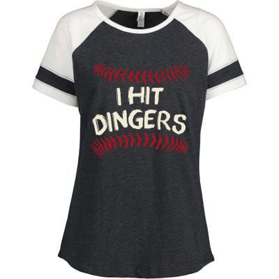 I Hit Dingers Baseball Softball Enza Ladies Jersey Colorblock Tee